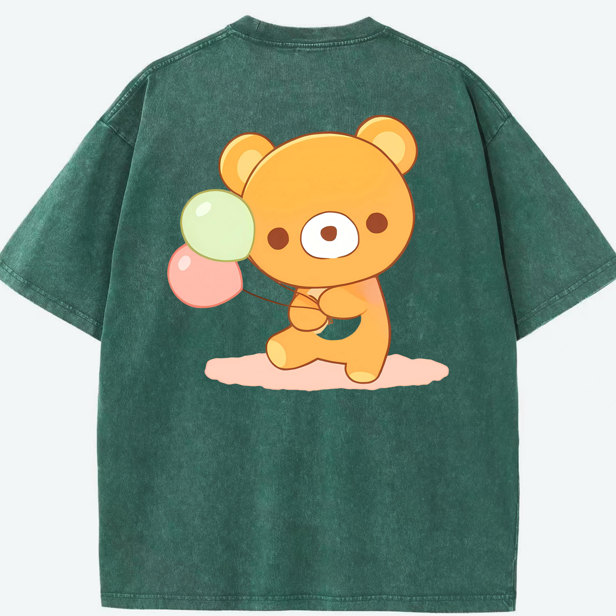 （画像用） リラックマ リラックマ キイロイトリ Rilakkuma Korilakkuma Kiiroitori 綿100% ヴィンテージ風 半袖Tシャツ（背面プリント）